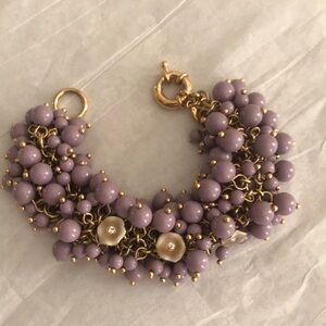 Lavender Beaded Cluster Bracelet - Unbranded